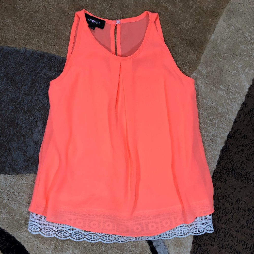 Girls Sleeveless Orange Amy Byer Blouse, Size M